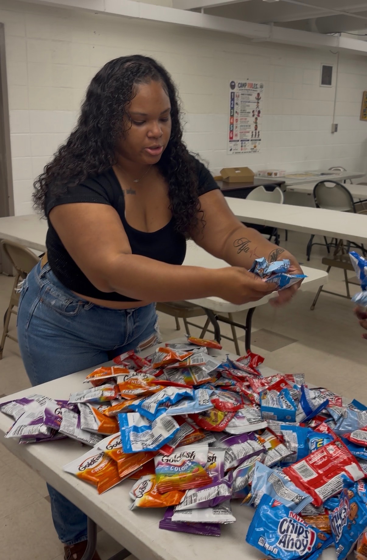 Volunteers sharing a community meal